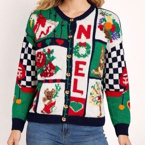 The Eagle's Eye Women’s Size M 1991 Vintage Noel Black/White Christmas Sweater